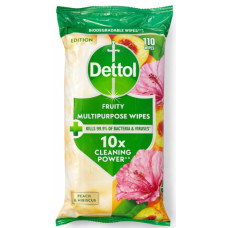 Влажные салфетки Dettol Fruity Multipurpose Wipes Персик и Гибискус, 110 шт